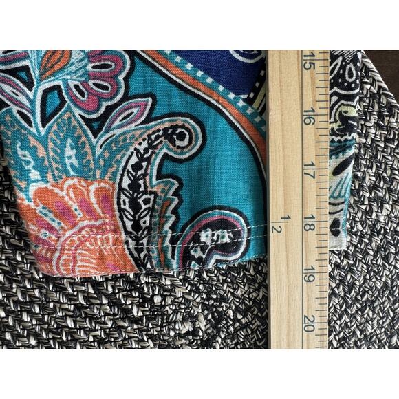 Chicos Paisley Linen Drape Jacket Size 1 US M Open Front 3/4 Sleeves Lagenlook - Picture 10 of 12